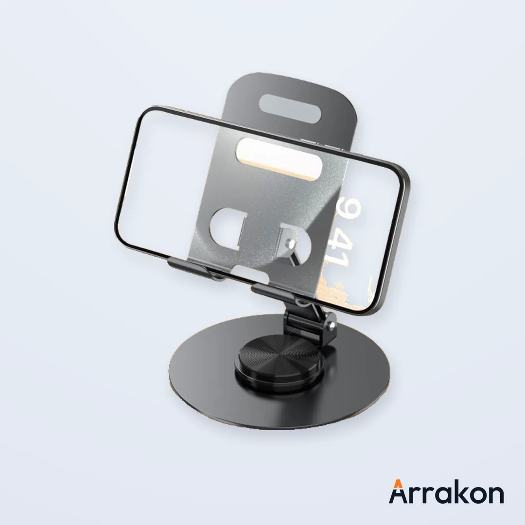 360° Rotating Full Metal Phone & Tablet Stand - Aluminum Alloy Adjustable Desktop Holder