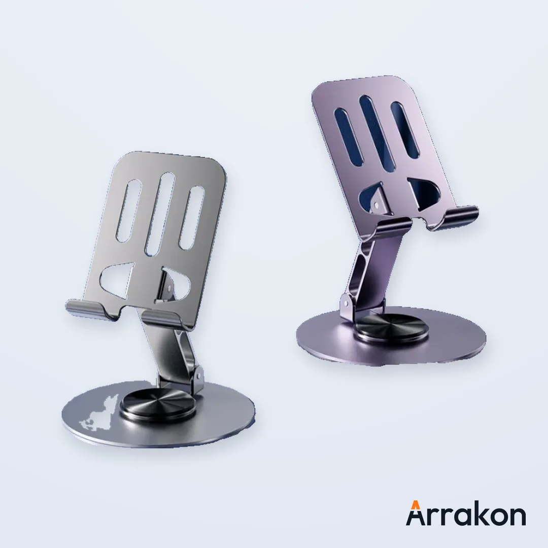 360° Rotating Full Metal Phone & Tablet Stand - Aluminum Alloy Adjustable Desktop Holder