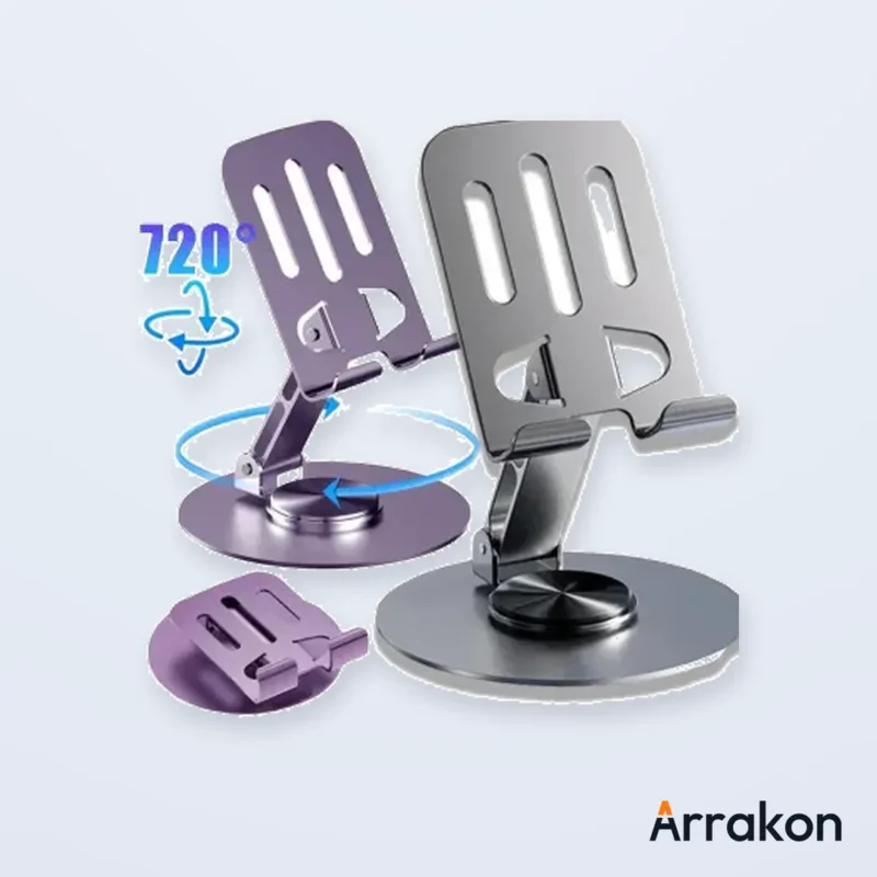360° Rotating Full Metal Phone & Tablet Stand - Aluminum Alloy Adjustable Desktop Holder, view 12 of 13