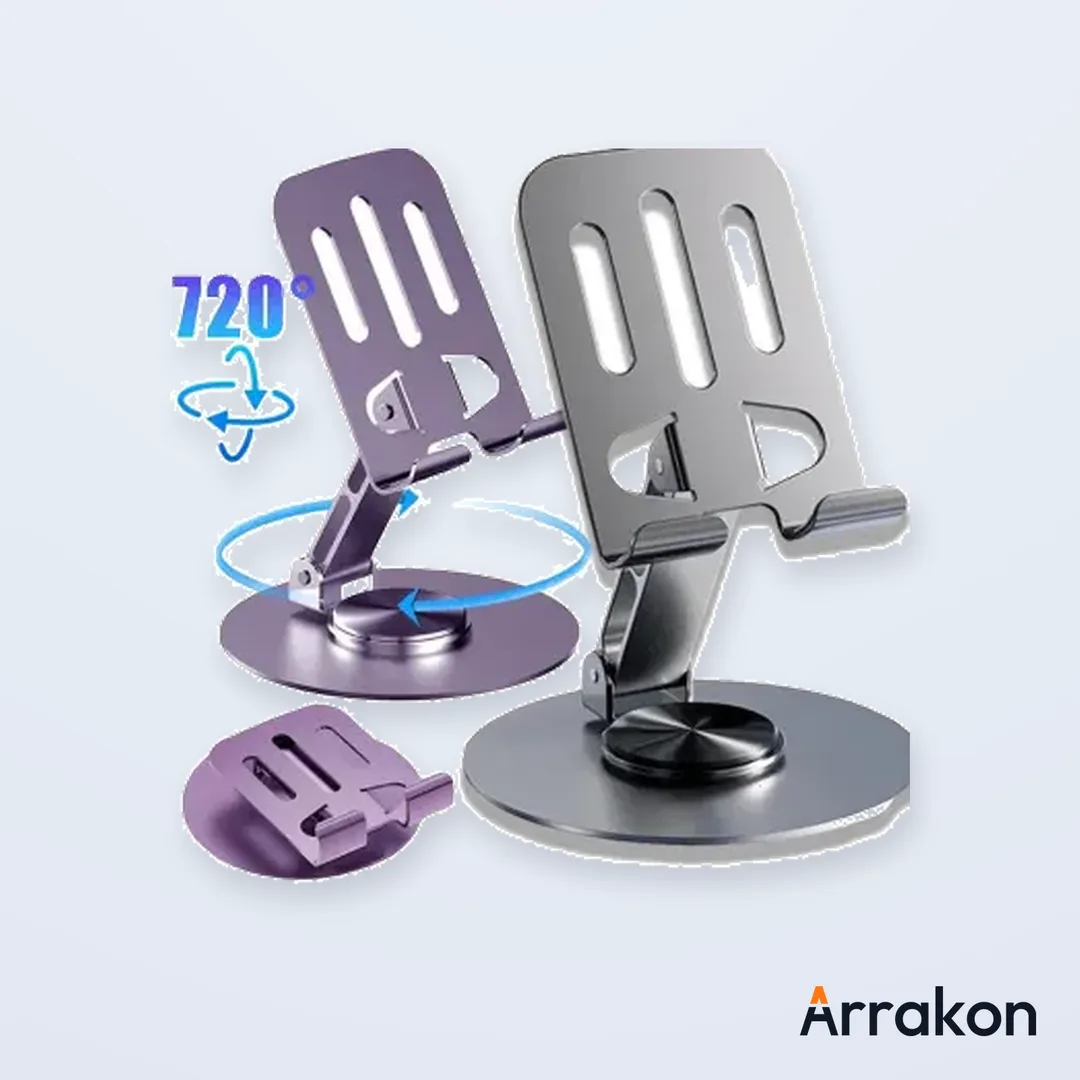 360° Rotating Full Metal Phone & Tablet Stand - Aluminum Alloy Adjustable Desktop Holder