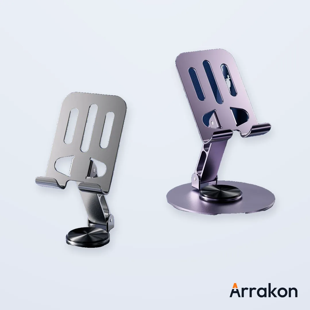 360° Rotating Full Metal Phone & Tablet Stand - Aluminum Alloy Adjustable Desktop Holder