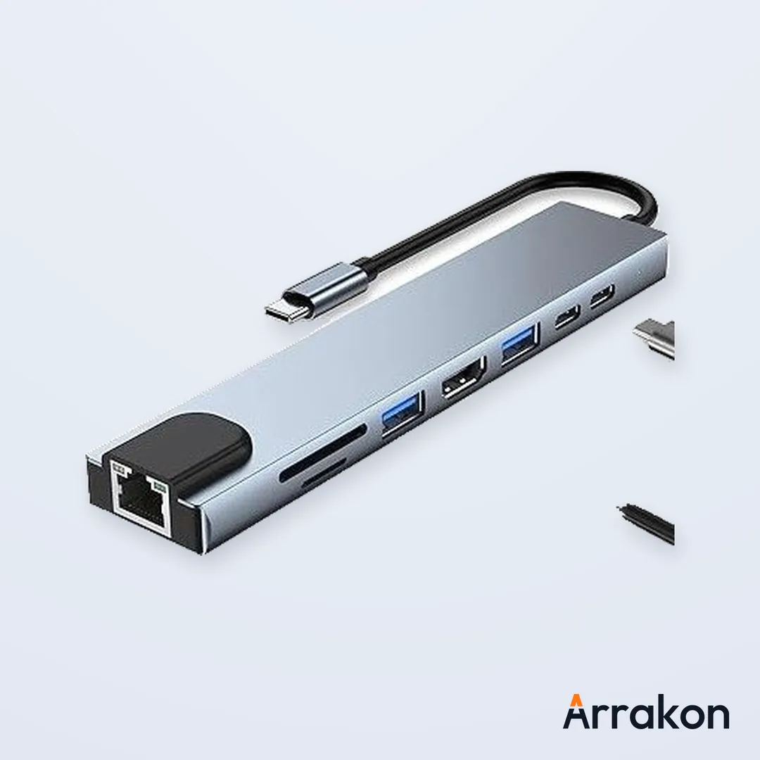 5-in-1 USB Type-C Hub to HDMI 4K, USB-C PD Charging, USB 3.0/USB-A & Gigabit LAN RJ-45 Adapter (Generic, No-Brand)