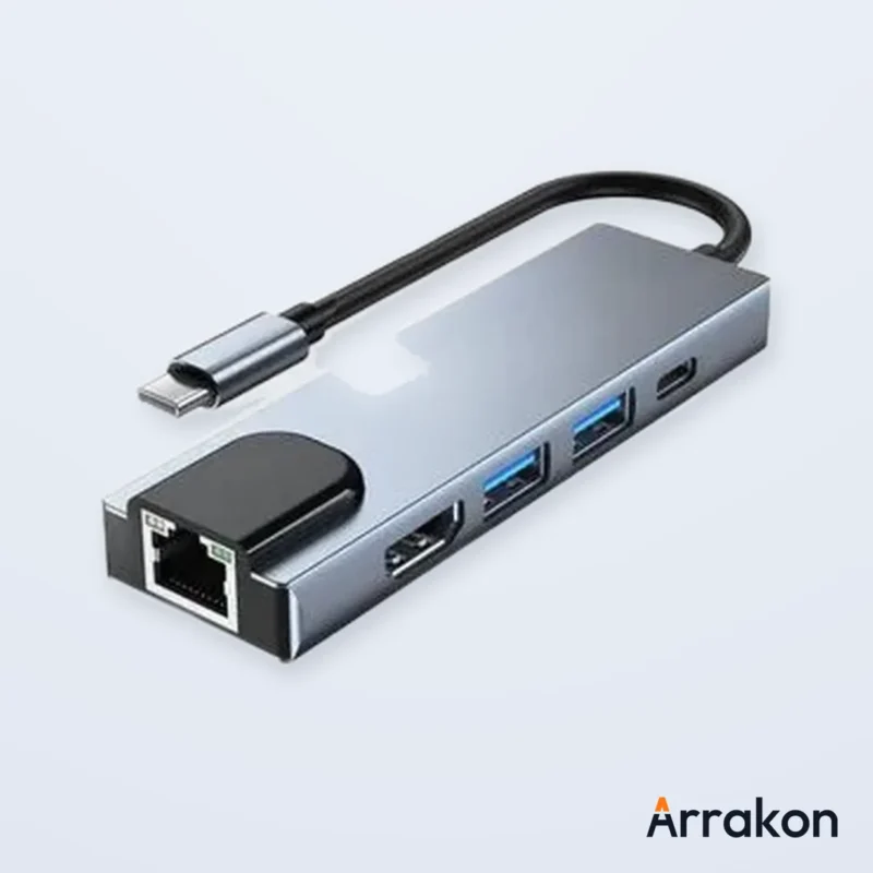 5-in-1 USB Type-C Hub to HDMI 4K, USB-C PD Charging, USB 3.0/USB-A & Gigabit LAN RJ-45 Adapter (Generic, No-Brand), view 6 of 17
