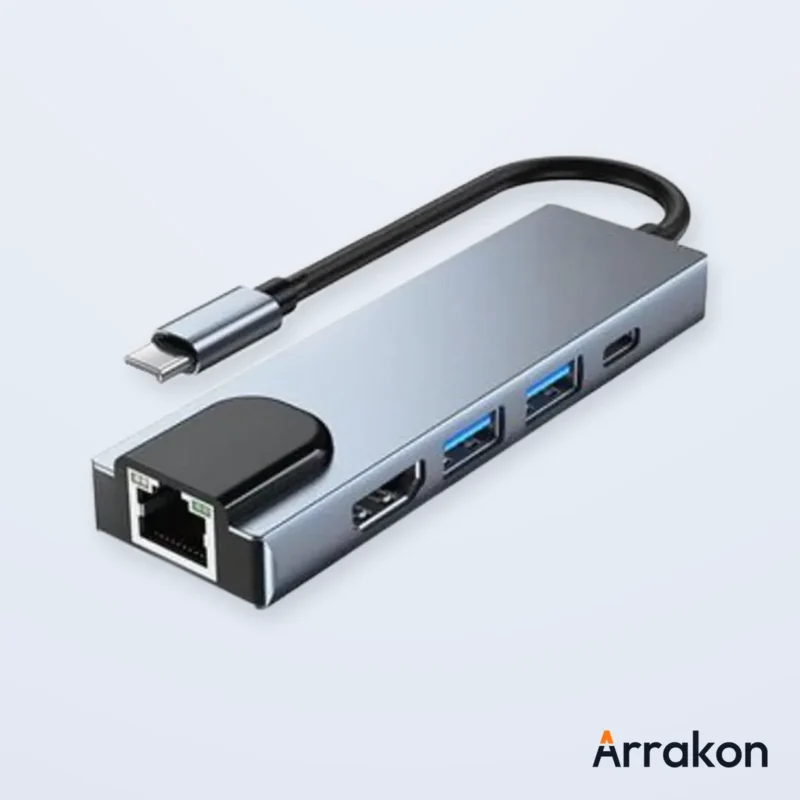 5-in-1 USB Type-C Hub to HDMI 4K, USB-C PD Charging, USB 3.0/USB-A & Gigabit LAN RJ-45 Adapter (Generic, No-Brand), view 7 of 17