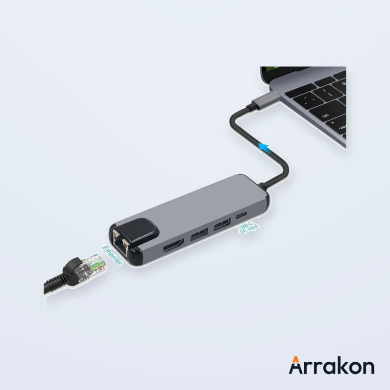 5-in-1 USB Type-C Hub to HDMI 4K, USB-C PD Charging, USB 3.0/USB-A & Gigabit LAN RJ-45 Adapter (Generic, No-Brand), view 12 of 17
