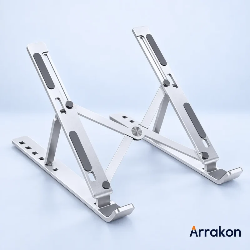 Adjustable & Foldable Aluminium Laptop Stand, Orange Colourway, 10-17.3 inch
