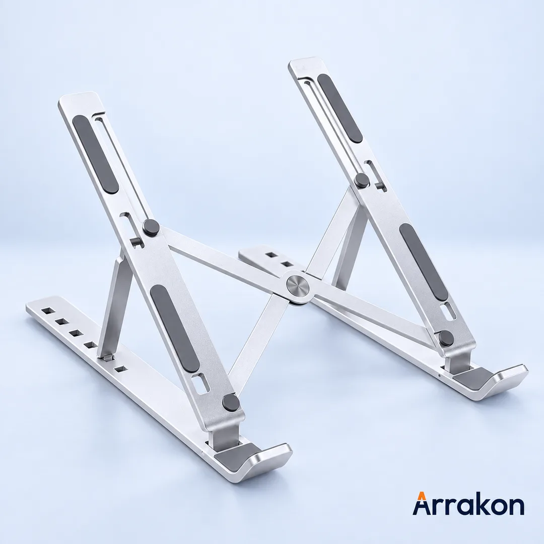Adjustable Aluminium Alloy Foldable Laptop Stand, 6-7 Level Height Adjustment, 10-17.3 inch