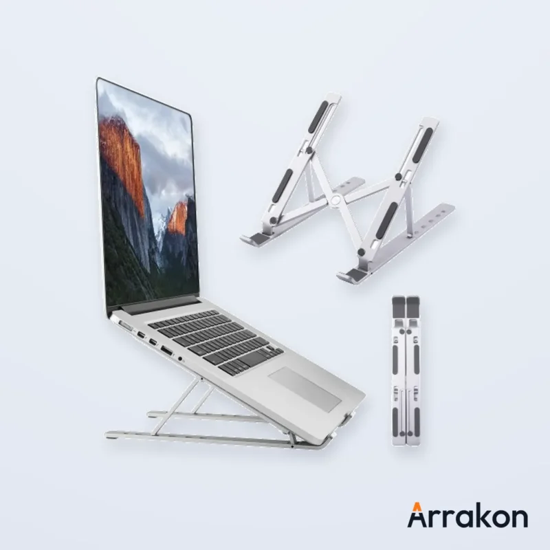 Adjustable Aluminium Alloy Foldable Laptop Stand, 6-7 Level Height Adjustment, 10-17.3 inch, view 2 of 11