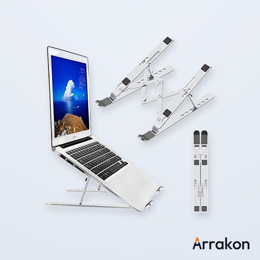 Adjustable Aluminium Alloy Foldable Laptop Stand, 6-7 Level Height Adjustment, 10-17.3 inch
