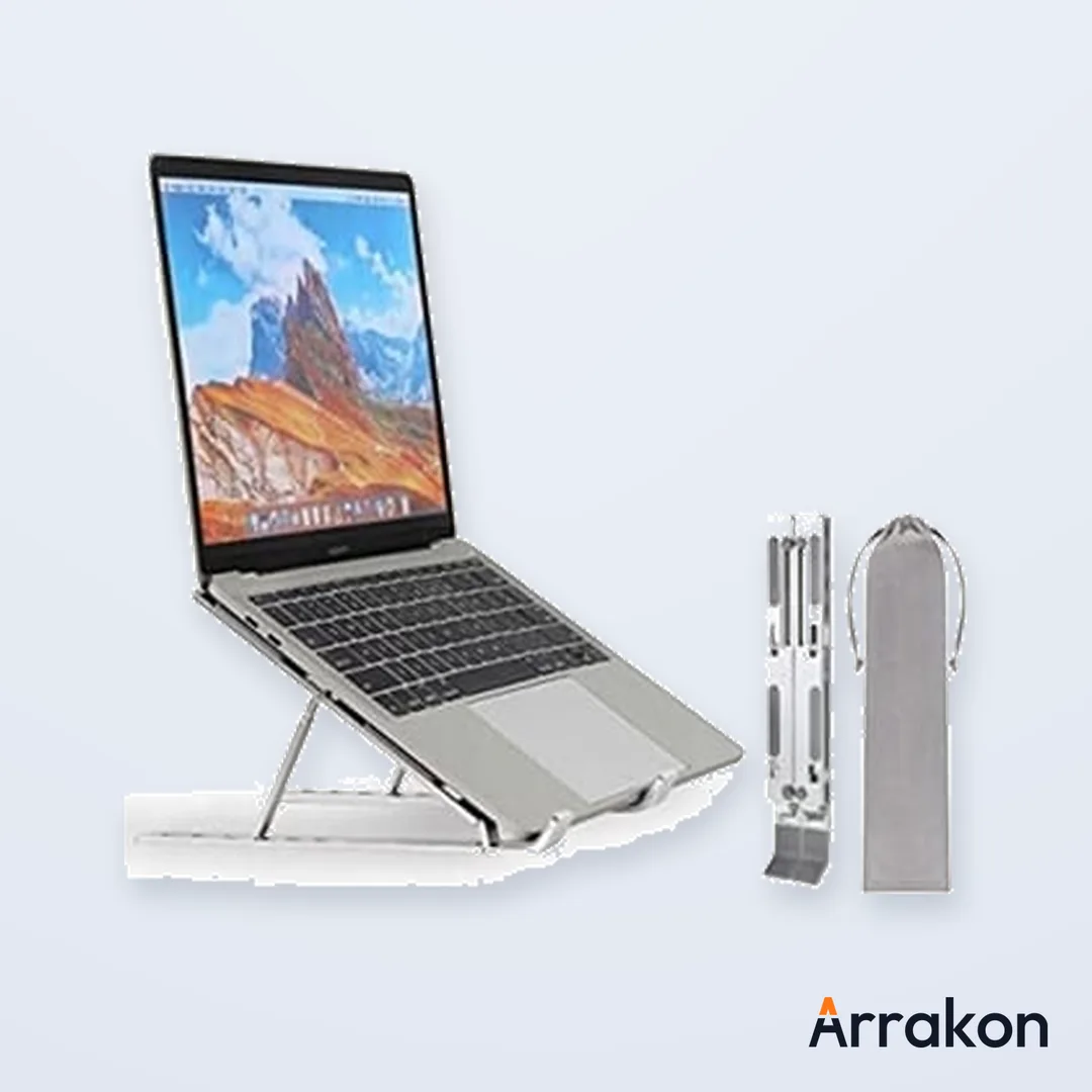 Adjustable Aluminium Alloy Foldable Laptop Stand, 6-7 Level Height Adjustment, 10-17.3 inch