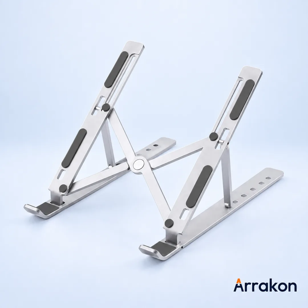 Adjustable Aluminium Alloy Foldable Laptop Stand, 6-7 Level Height Adjustment, 10-17.3 inch