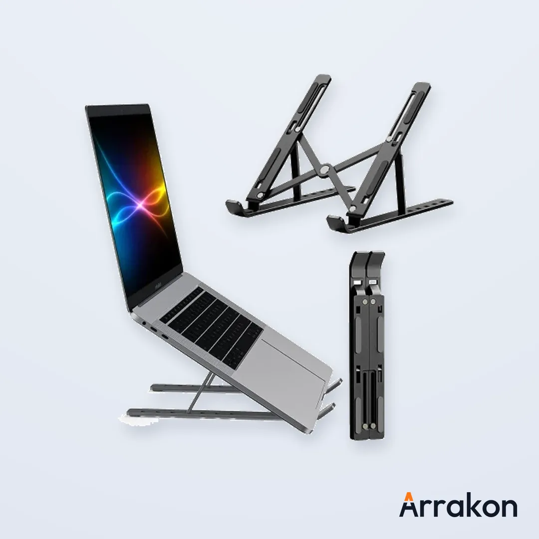 Adjustable Aluminium Alloy Foldable Laptop Stand, 6-7 Level Height Adjustment, 10-17.3 inch