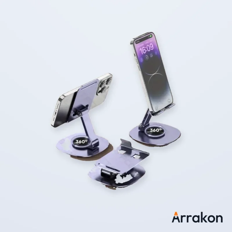 Aluminum Alloy 360° Rotating Folding Stand for Tablet/iPad/Phone, view 3 of 13