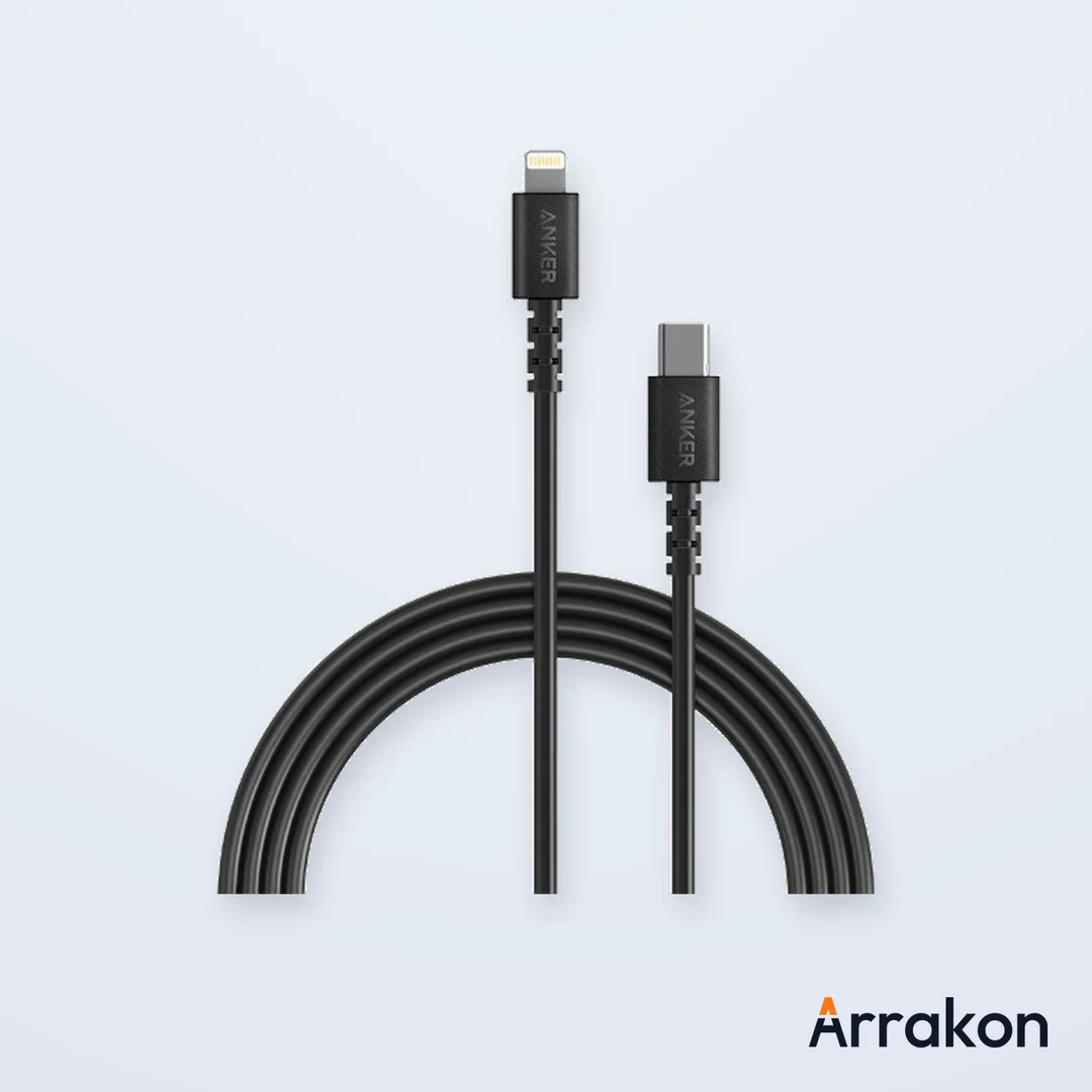 Anker PowerLine Select USB-C to Lightning Cable, 3ft (0.9m), Black, MFi Certified