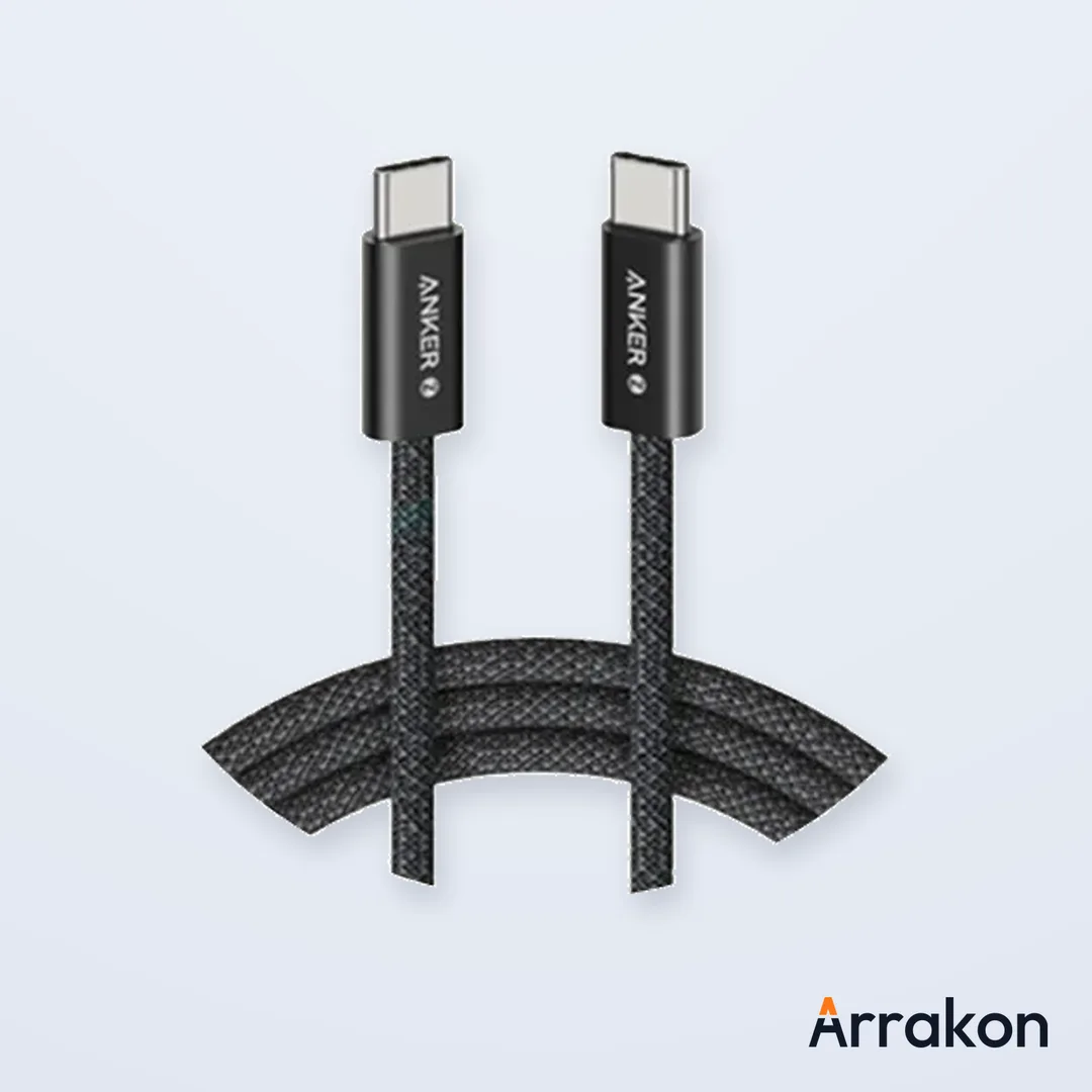 Anker Zolo 240W USB-C to USB-C Braided Cable, 3ft (0.9m), Black
