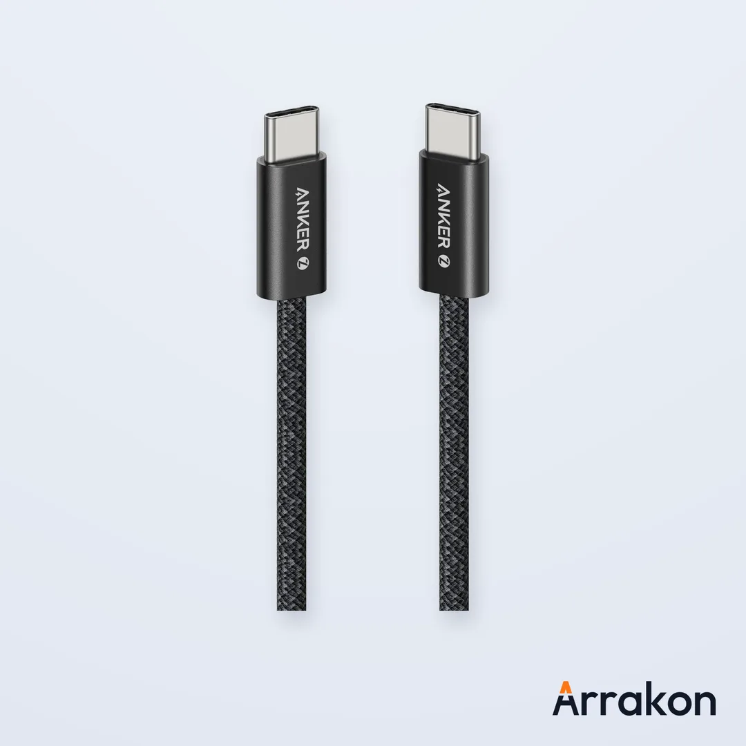 Anker Zolo 240W USB-C to USB-C Braided Cable, 3ft (0.9m), Black