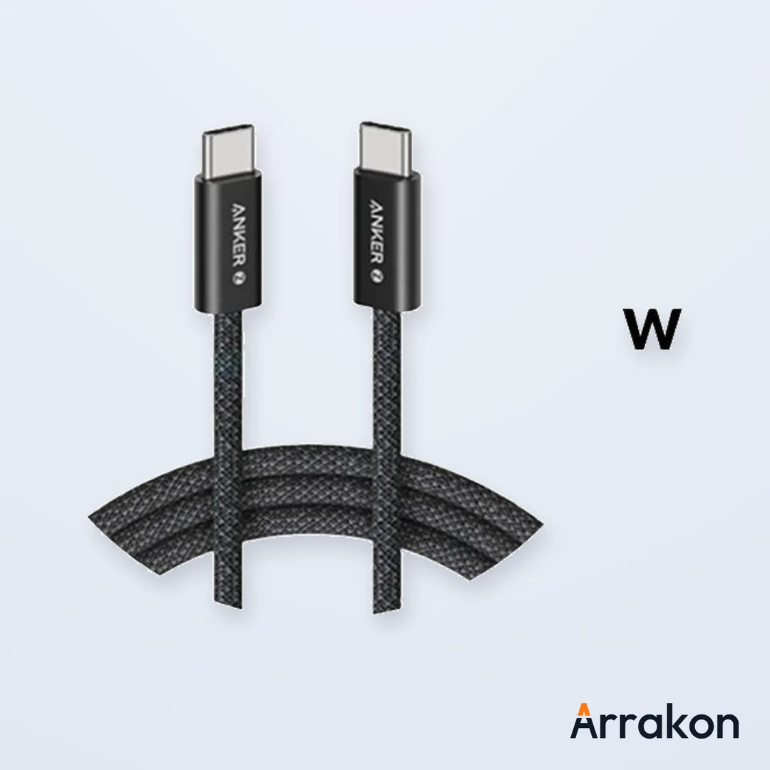 Anker Zolo 240W USB-C to USB-C Braided Cable, 3ft (0.9m), Black