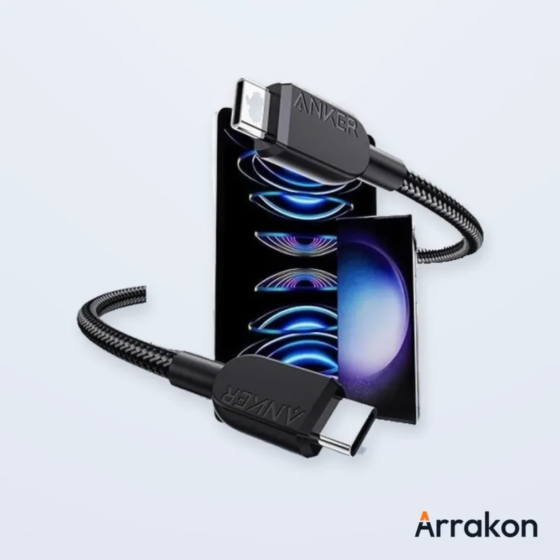 Anker Zolo 240W USB-C to USB-C Braided Cable, 3ft (0.9m), Black, view 8 of 9