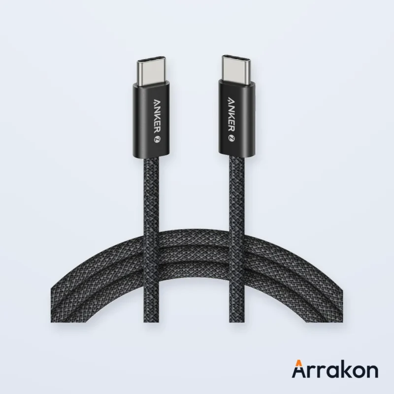 Anker Zolo 240W USB-C to USB-C Braided Cable, 3ft (0.9m), Black, view 9 of 9