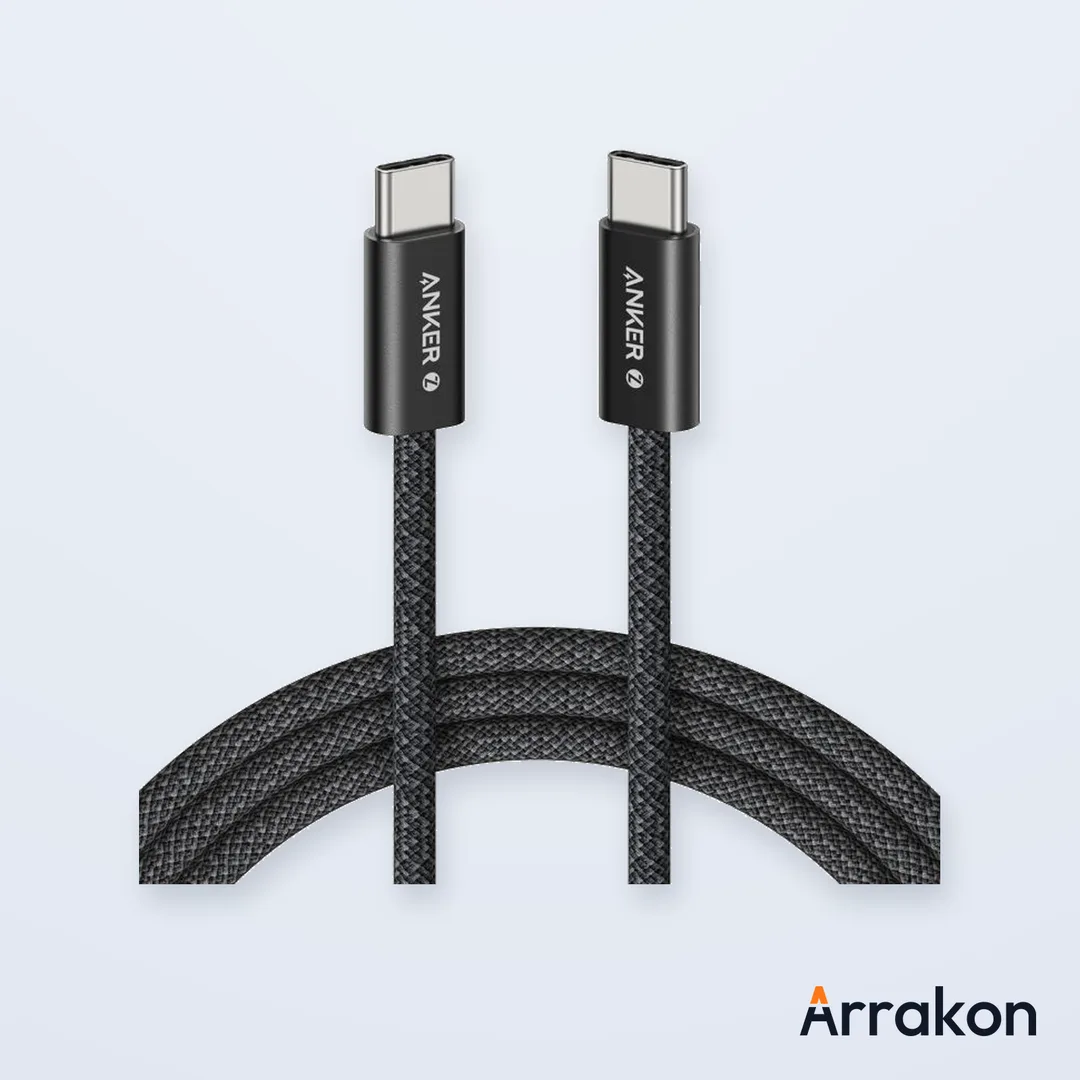 Anker Zolo 240W USB-C to USB-C Braided Cable, 3ft (0.9m), Black