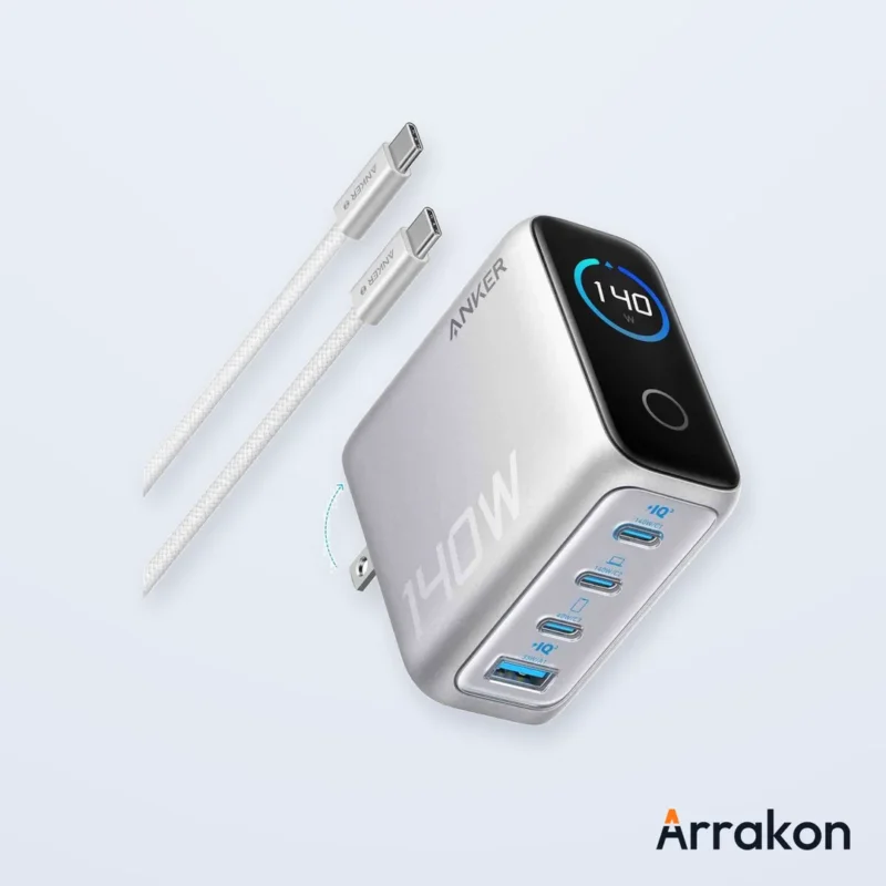 Anker Zolo Charger (140W, 4-Port, PD 3.1) with USB-C Cable, view 4 of 23