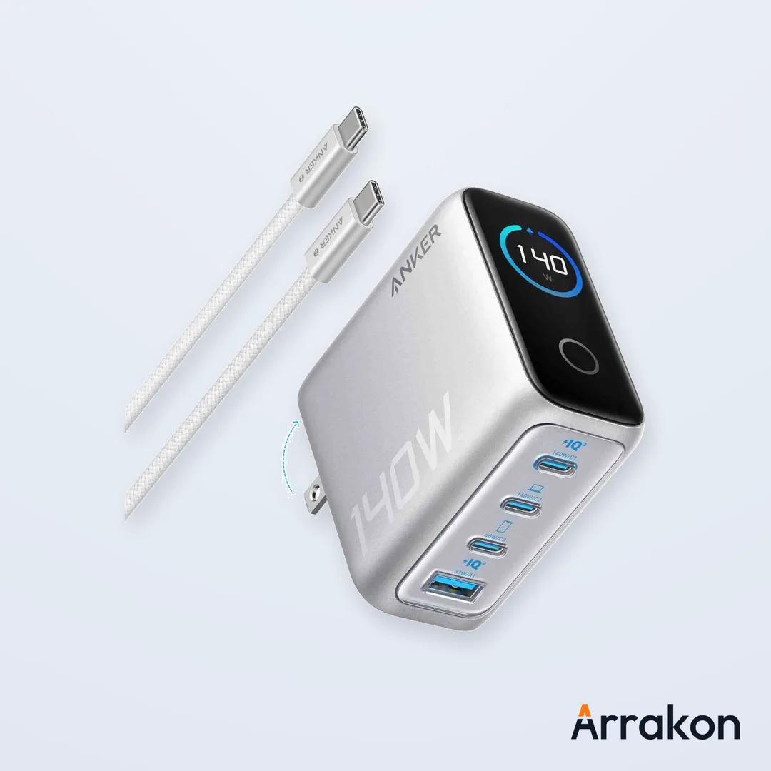 Anker Zolo Charger (140W, 4-Port, PD 3.1) with USB-C Cable
