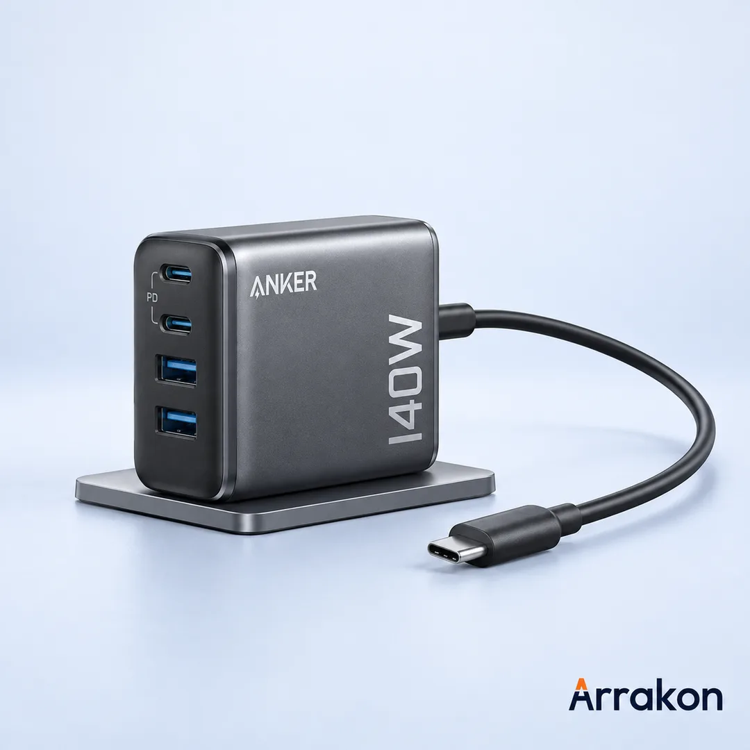 Anker Zolo Charger (140W, 4-Port, PD 3.1) with USB-C Cable