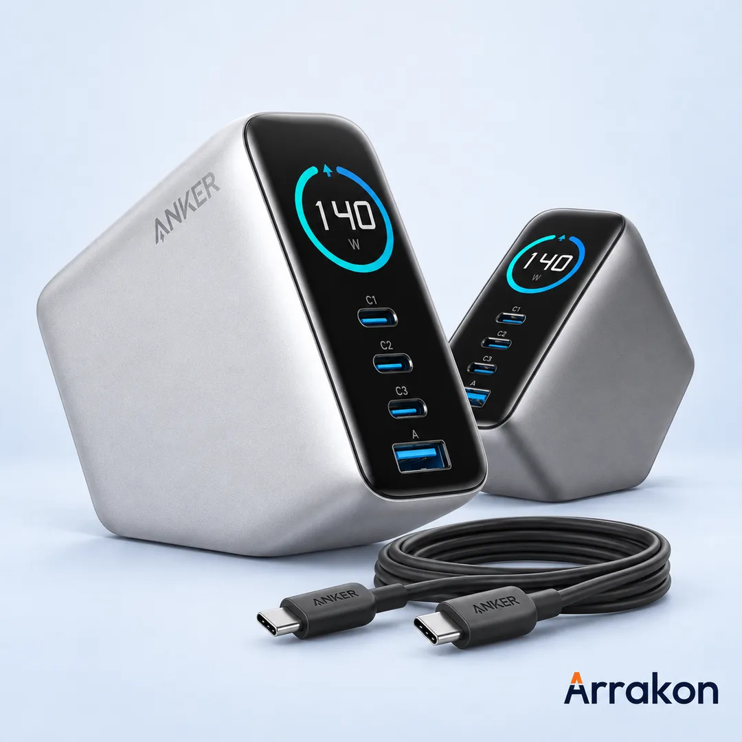 Anker Zolo Charger (140W, 4-Port, PD 3.1) with USB-C Cable