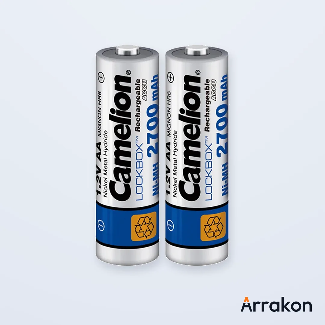 Camelion Lockbox Rechargeable ACCU NH-AA2700 NiMH AA Battery, 2700mAh, 1.2V - 2 Cell Pack