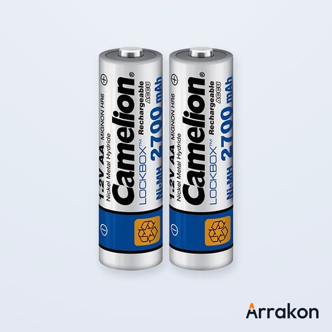 Camelion Lockbox Rechargeable ACCU NH-AA2700 NiMH AA Battery, 2700mAh, 1.2V - 2 Cell Pack