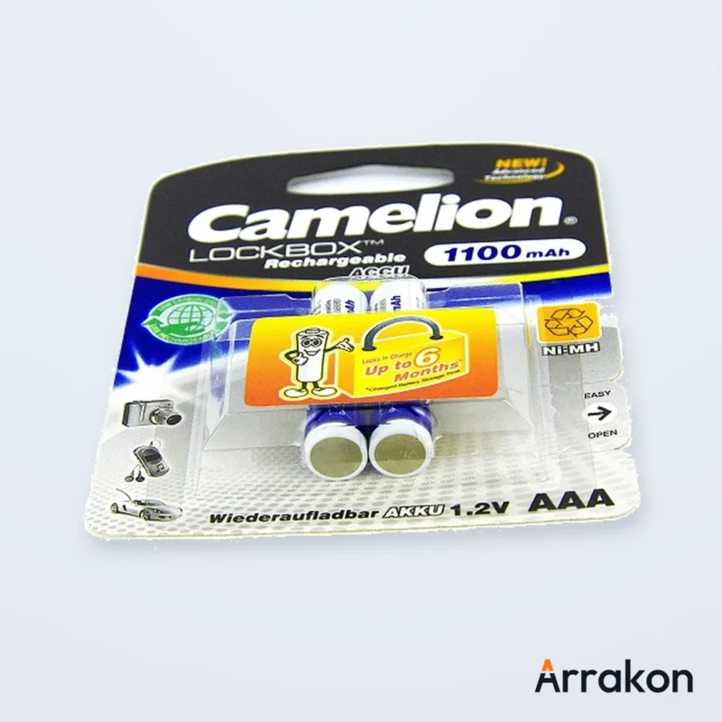 Camelion Lockbox Rechargeable ACCU NH-AAA1100 NiMH AAA Battery, 1100mAh, 1.2V - 1 Pair (2 Cells) Pack, view 2 of 7