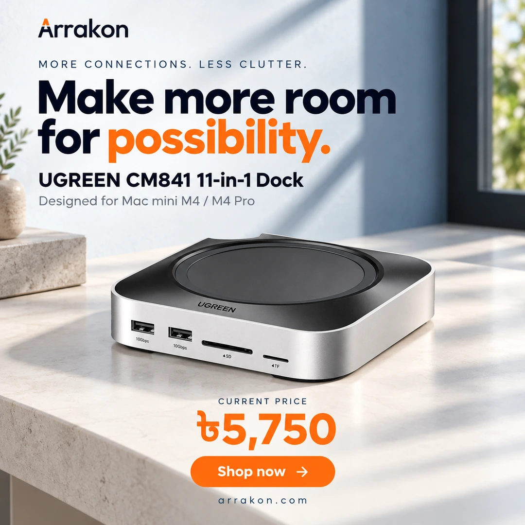 UGREEN CM841 11-in-1 dock for Mac mini M4, current price Tk 5,750. Make more room for possibility.