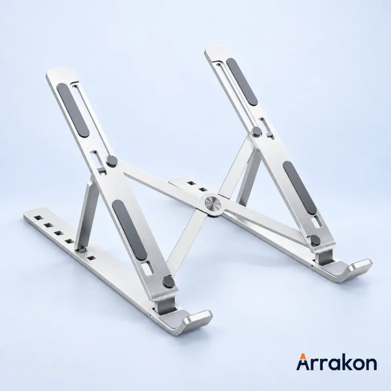 Dual-Purpose Adjustable Laptop Stand with Built-in Phone/Tablet Holder