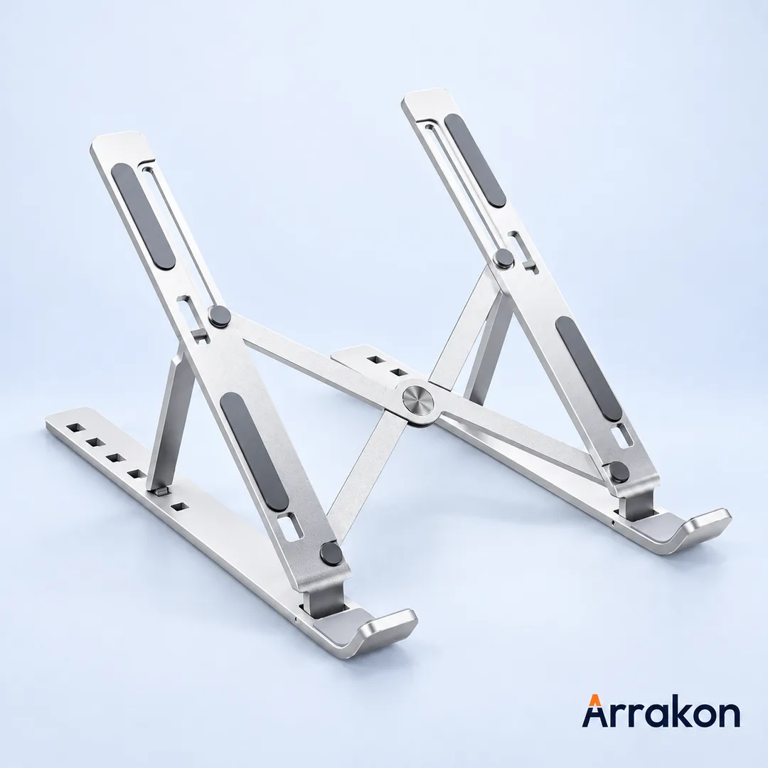 Dual-Purpose Adjustable Laptop Stand with Built-in Phone/Tablet Holder
