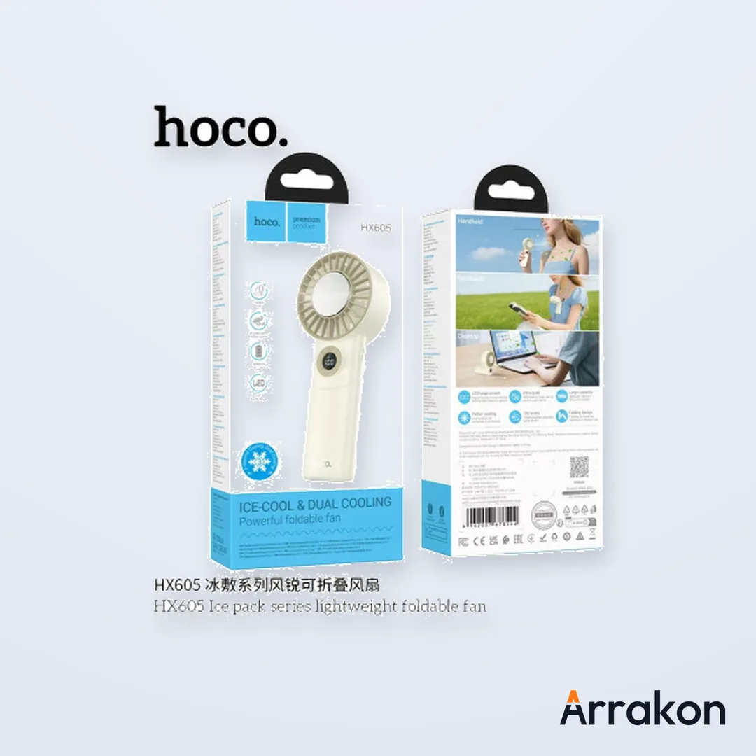 HOCO HX605 Ice Pack Series Dual-Cooling Foldable Fan (3600mAh)