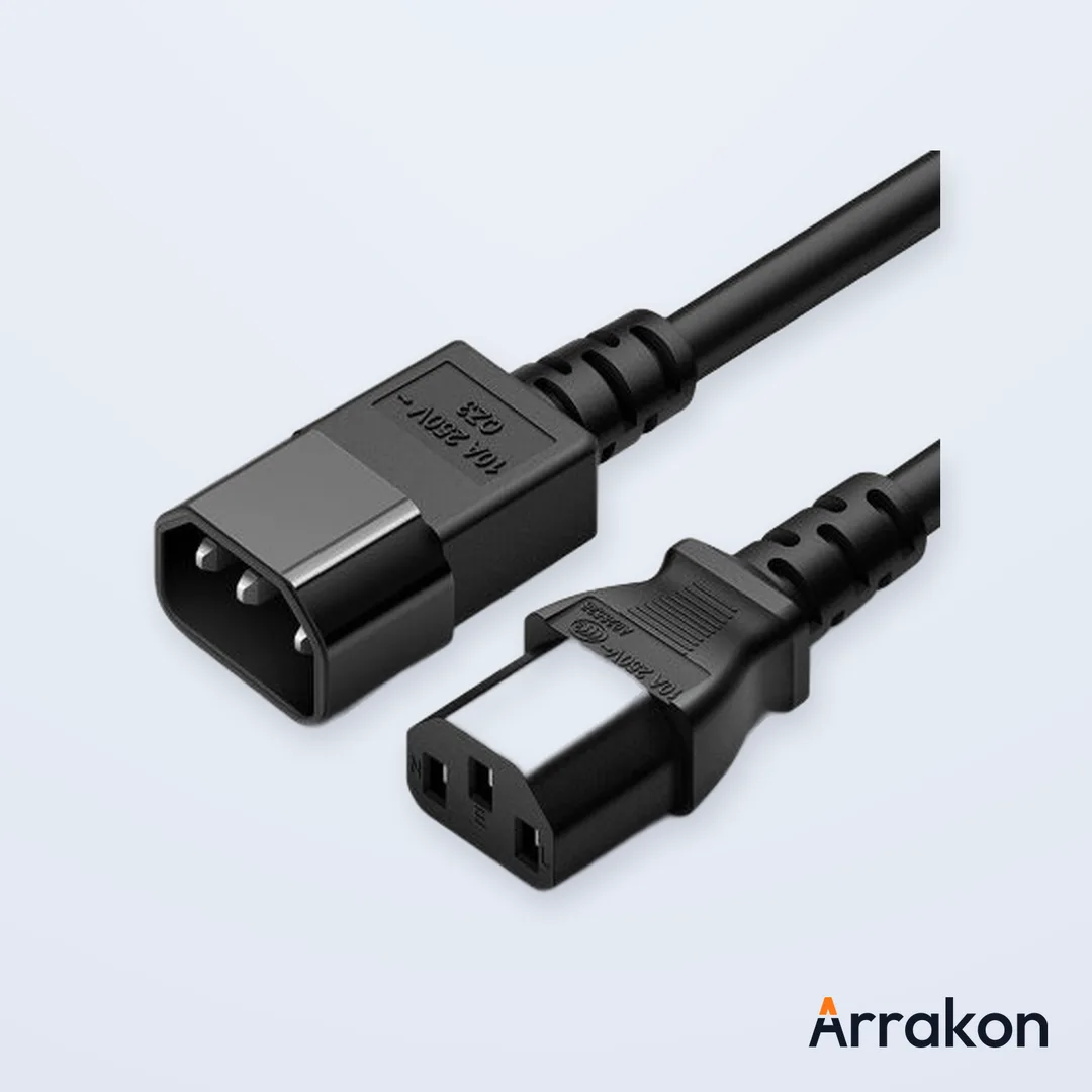 IEC C13 to C14 Back-to-Back Power Extension Cable 1.8m