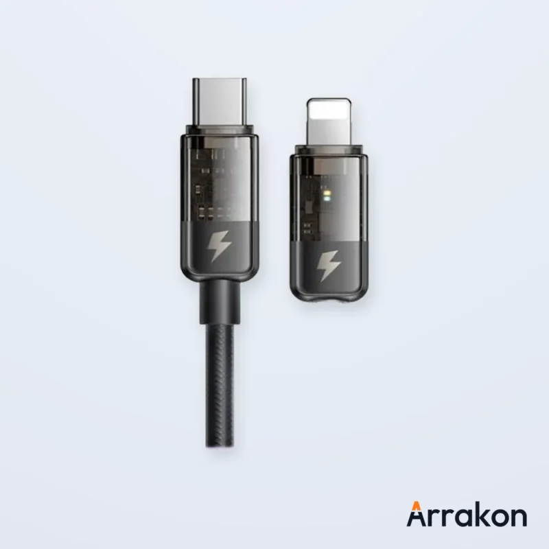 Mcdodo CA-316 36W USB-C to Lightning Auto Power-Off Charging & Data Cable, 1.2m/1.8m, Black, view 3 of 28