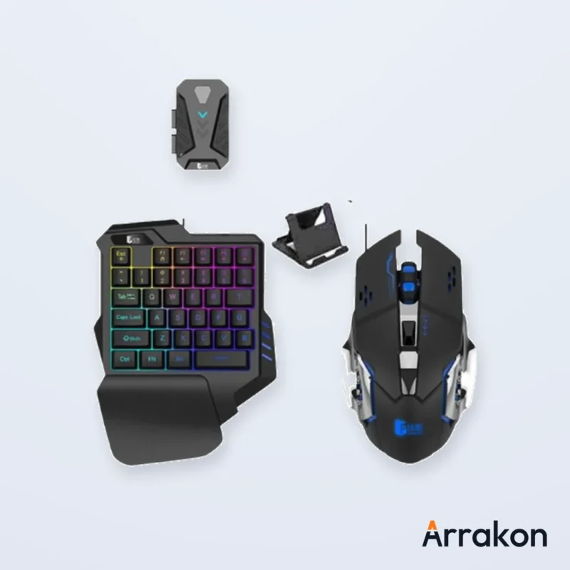 MK500 5-in-1 Mobile Gaming Combo (One-Handed Keyboard + Mouse + Bluetooth Converter + Phone Holder + USB Cable), view 4 of 24