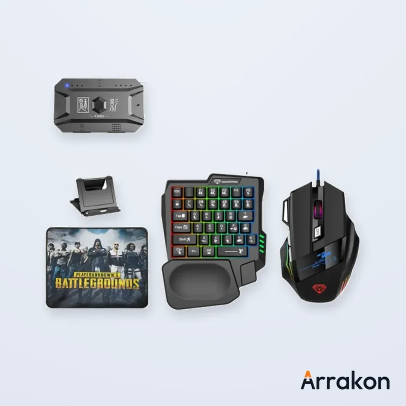 MK500 5-in-1 Mobile Gaming Combo (One-Handed Keyboard + Mouse + Bluetooth Converter + Phone Holder + USB Cable), view 5 of 24