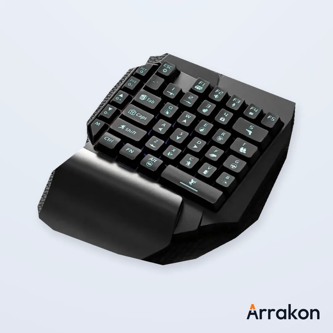 MK500 5-in-1 Mobile Gaming Combo (One-Handed Keyboard + Mouse + Bluetooth Converter + Phone Holder + USB Cable)