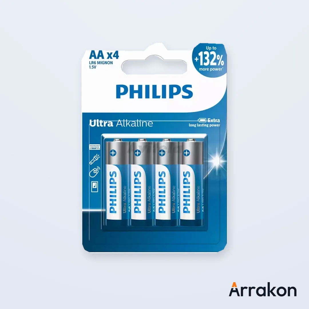 Philips Ultra Alkaline AA LR6 Battery, 2-Pack