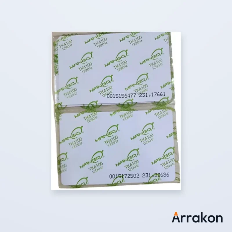 Printable Blank PVC RFID Proximity Card — CR80, 125kHz (EM/TK4100) or 13.56MHz, White Glossy, ID-Printer Ready, view 2 of 8