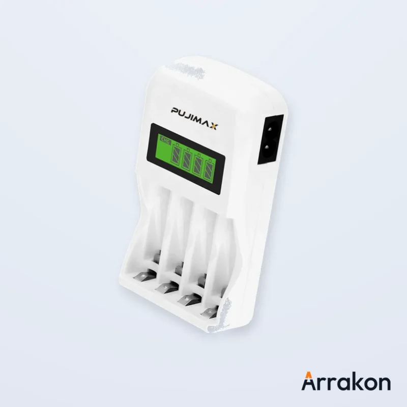 PUJIMAX 4-Slots Smart Battery Charger PJ-LCD003 (LCD Display, AA/AAA 1.2V NiMH/NiCd Rechargeable Batteries), view 2 of 4