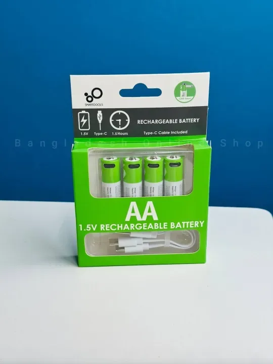 SmarToools RB40 AA 1.5V 2600mWh USB Type-C Rechargeable Li-ion Battery (Sold as a 4-Cell Pack), view 2 of 3
