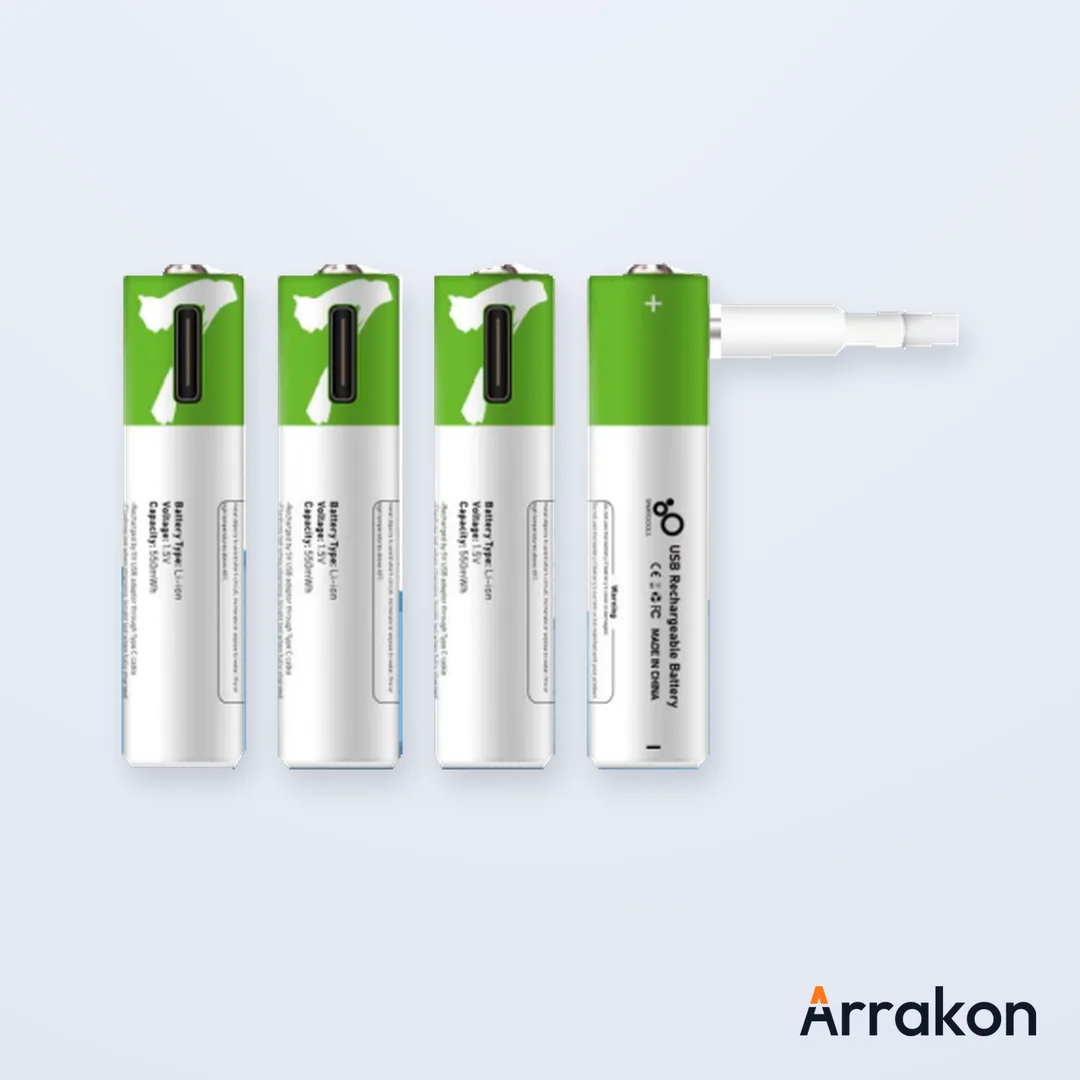 SmarToools RB40 AAA 1.5V 750mWh USB Type-C Rechargeable Li-ion Battery (Sold as a 4-Cell Pack; 2-Cell RB20 Pack Also Available)