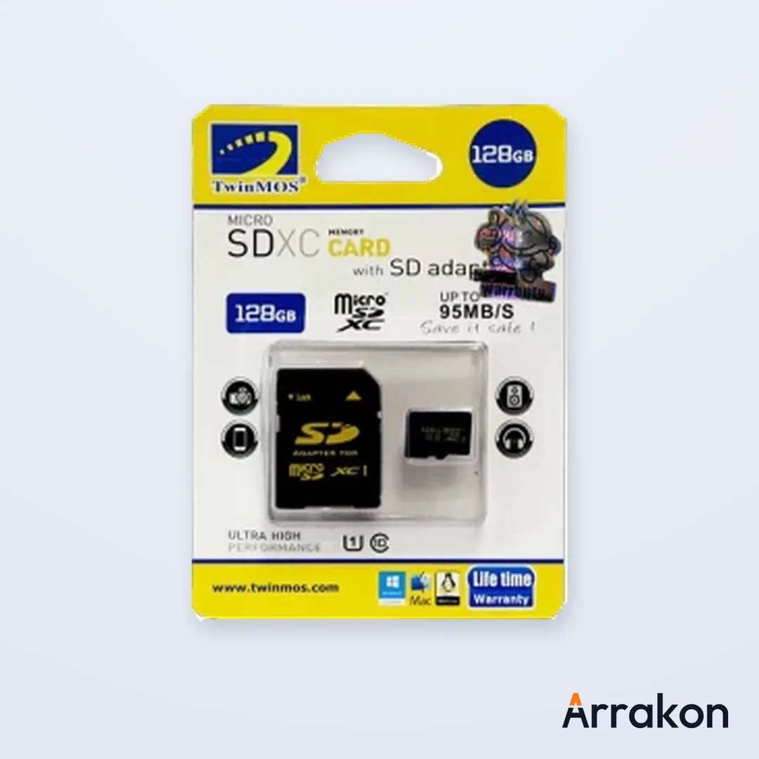 TwinMOS 128GB MicroSDXC UHS-I U3 Class 10 V30 Memory Card with SD Adapter