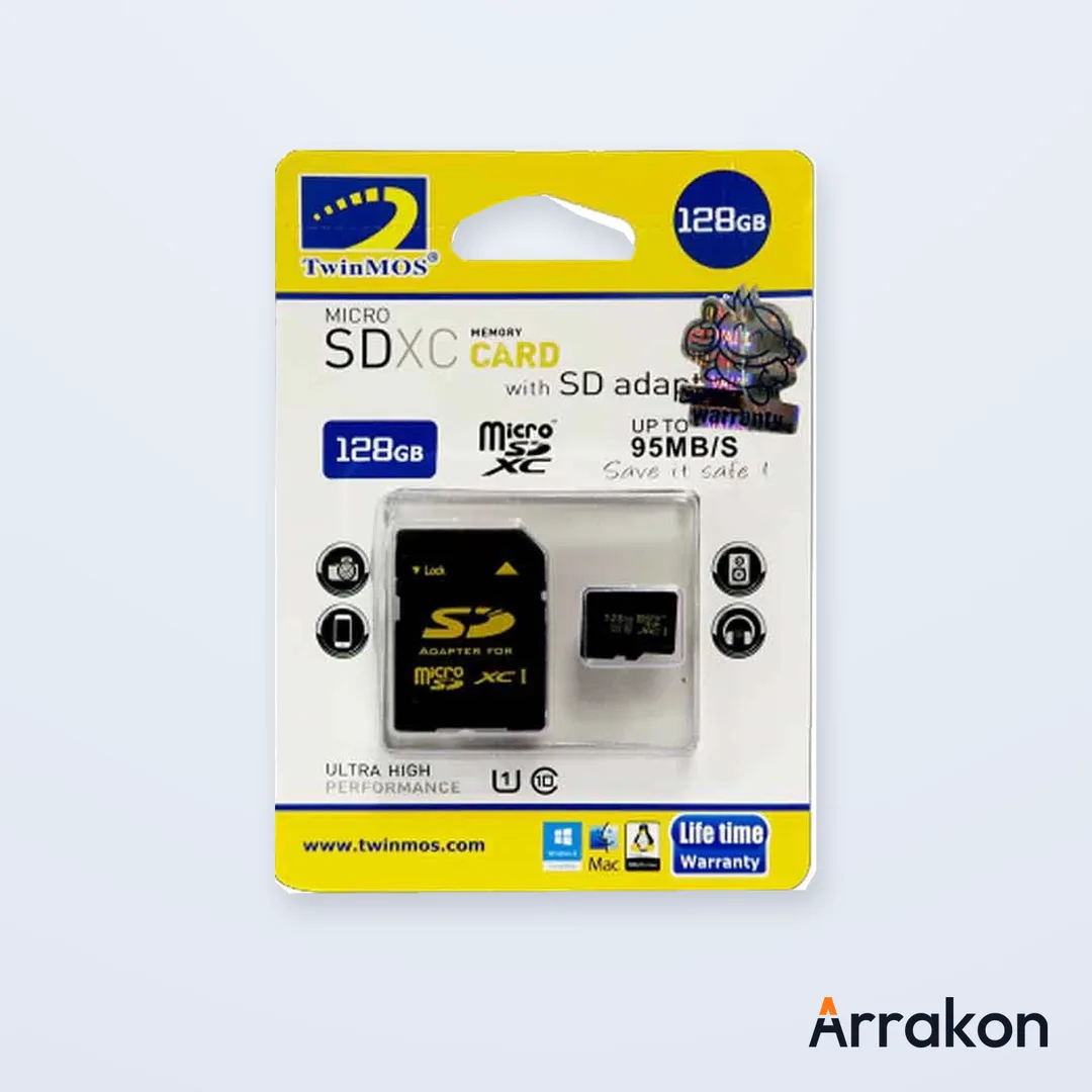 TwinMOS 128GB MicroSDXC UHS-I U3 Class 10 V30 Memory Card with SD Adapter
