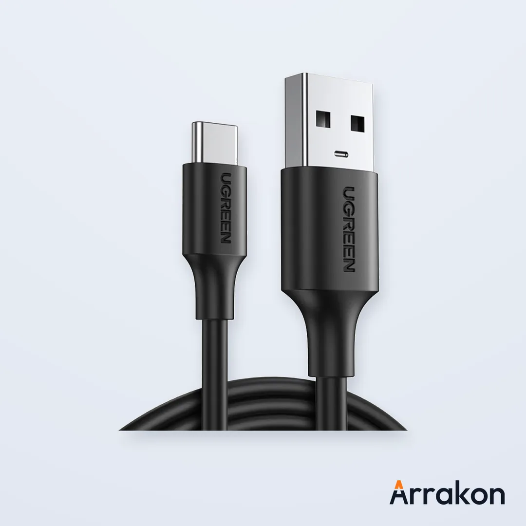 UGREEN 60116 USB-A 2.0 to USB-C Charging & Data Cable, Nickel-Plated, 1m, Black