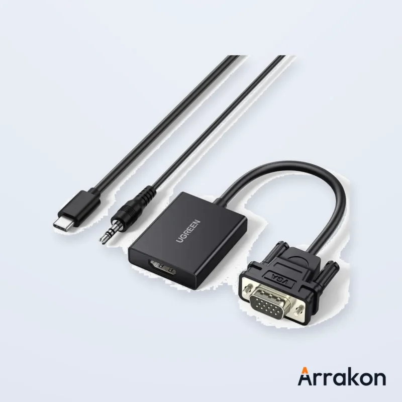 UGREEN CM513 VGA Male to HDMI Female Converter with Audio, USB-C Powered (#50945)
