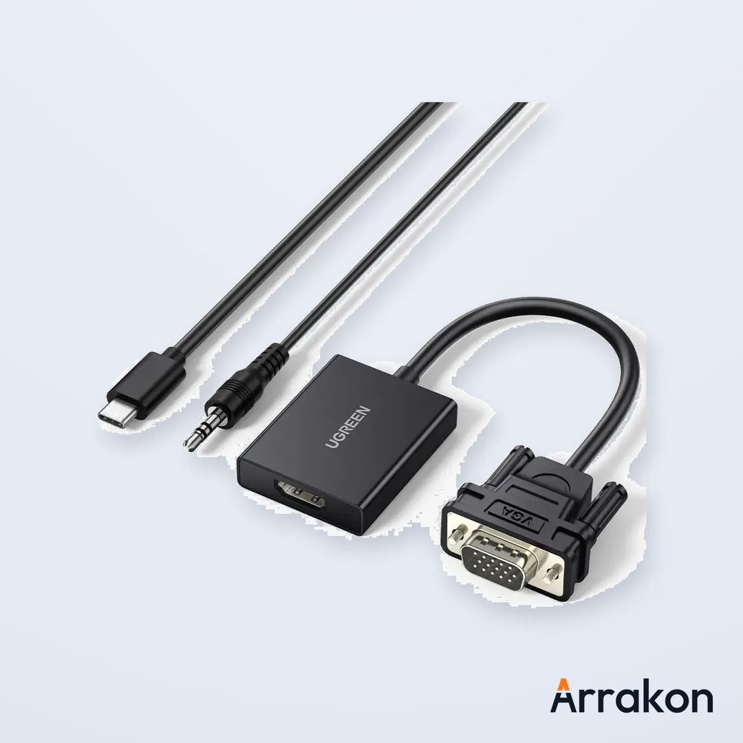 UGREEN CM513 VGA Male to HDMI Female Converter with Audio, USB-C Powered (#50945)
